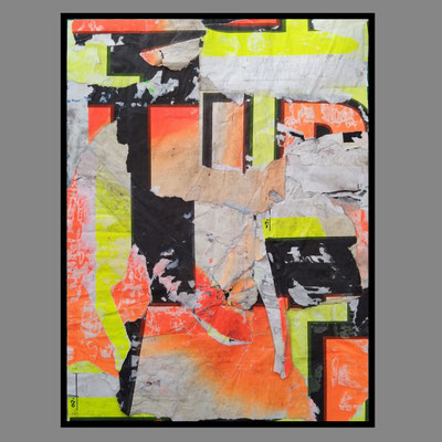 Neon blocks, décollage, 55,0 x 40,8 cm, 2021