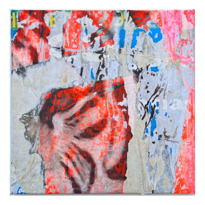 atias, décollage on canvas, 40,0 x 40,0 cm, 2024