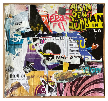 VS01, décollage with tape and staples, ca. 63,5 x 68,0 cm. 2024