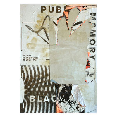 Pub Blac, décollage with marker, 59,2 x 41,7 cm, 2024