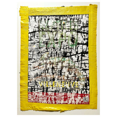 Villeneuve, décollage with tape, 65,5 x 47,8 cm, 2025