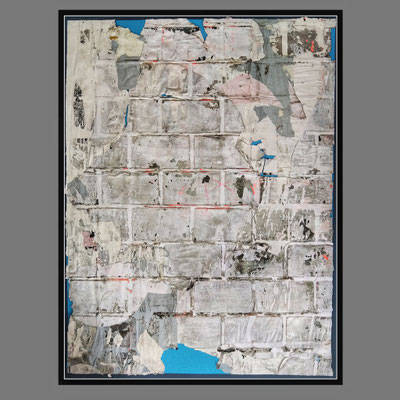 Quasi, décollage (retro d'affiche), spraypaint, acrylic on paper, 70, 3 x 52,8 cm, 2022