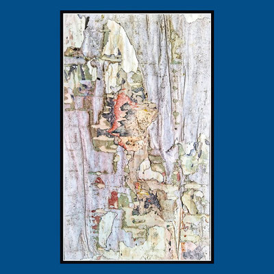 Schlumpf, décollage (retro d'affiche) with schellack, 24,7 x 14,7 cm, 2022