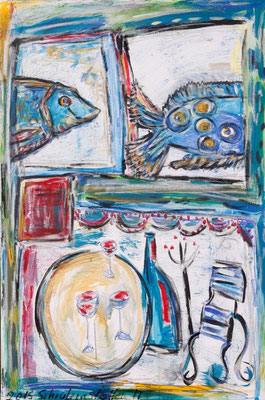 Fisch vor der Fischsuppe, 90 x 60 cm