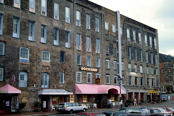 Restaurierte Hafenmeile in Savannah, Georgia