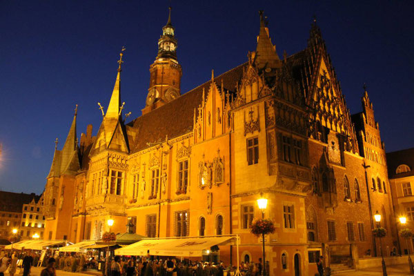 Vue nocturne à Wroclaw 