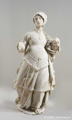 Statue von Sankt-Elisabeth, angeblich von Ligier Richier: aus Kalkstein - ca. 1550