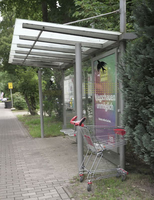 Der Einkaufswagen wartet auf den Linienbus, Foto:MiOfoto.de