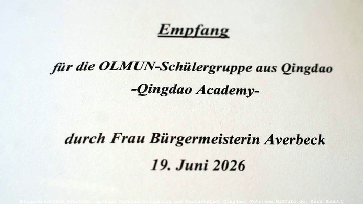 Bürgermeisterin Averbeck empfängt Schüler-Delegation aus Partnerstadt Qingdao, Foto:MiO Made in Oldenburg®, MiOfoto.de, Gerd Schütt