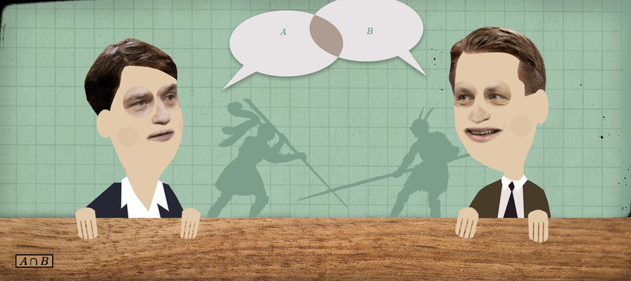 "Böhme vs. Augstein" Illustration für das Kompakt-Magazin der IG BCE © Stefan Hoch