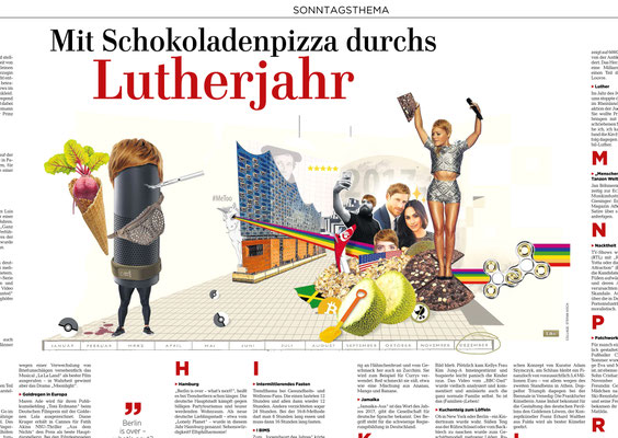 "Jahresrückblick 2017" Illustration für die Hannoversche Allgemeine Zeitung © Stefan Hoch