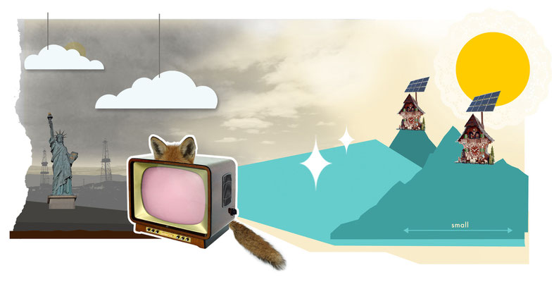 "Fox TV Halbwissen" Illustration für das Kompakt-Magazin der IG BCE © Stefan Hoch