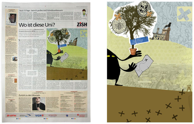 "Geisteruni" Illustration für die Hannoversche Allgemeine Zeitung © Stefan Hoch