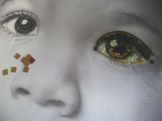 Petit garçon, première étape de la réalisation  (mosaïque portrait)