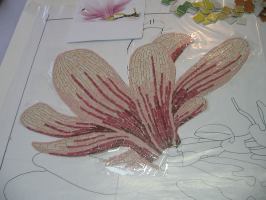 le magnolia est fait, le départ de l'ombre rose aussi et encore des retouches dans les zones sombres