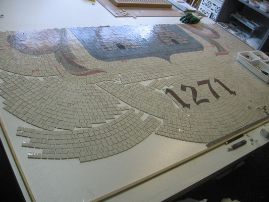 remplissage du fond partie basse de la fresque