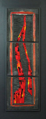 très gd triptyque, 40x120cm , COULEE DE LAVE 2015 (VENDU)