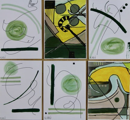 45cm x 40cm (6-teilig) Mixed Media auf Papier