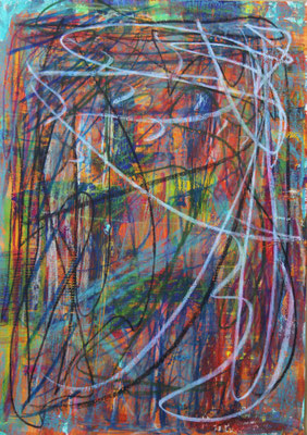 Acryl und Pastellkreiden auf Papier