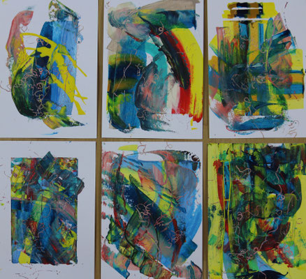 45cm x 40cm (6-teilig) Mixed Media auf Papier