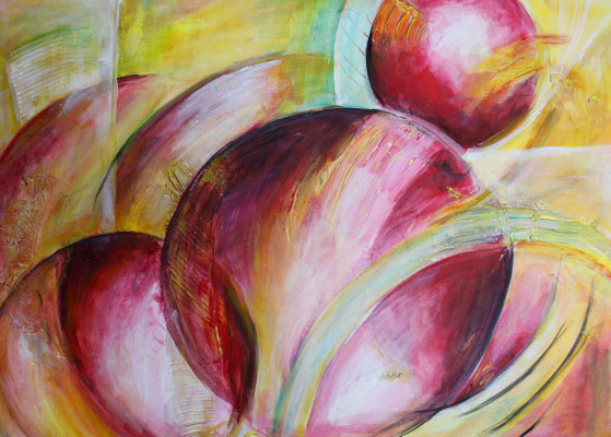 Verkauft, Kleine Sonne, 70cm x 50cm Mixed Media auf Leinwand