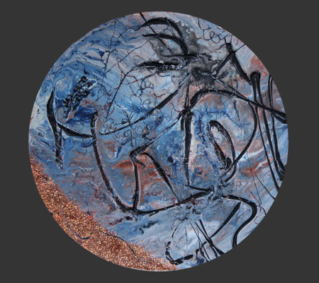 Interface, 30cm Mixed Media auf Leinwand
