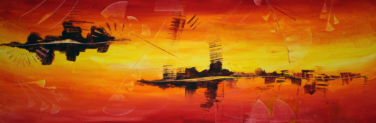 Verkauft, Sunrise, 150cm x 50cm Acryl auf Leinwand