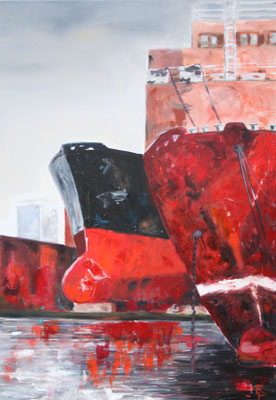 Rote Schiffe / 70 x 100 cm