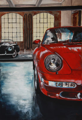 Bei einem Porsche-Fan zu Haus / 90 x 130 cm 