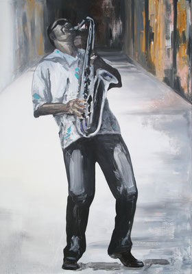 Saxophonspieler / 70 x 100 cm