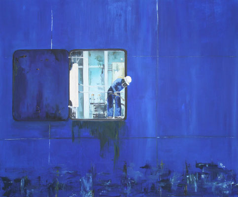 Blaue Schiffswand / 100 x 120 cm