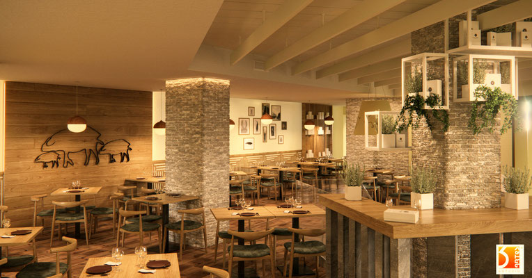 infografía 3D diseño y reforma de restaurante