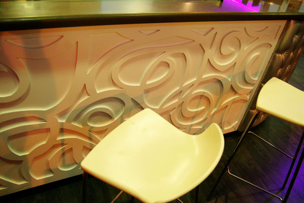 barras de bar  BARRA DE SILESTONE, MADERA Y PANEL COMPOSITE