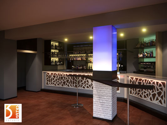 infografía 3D diseño y reforma de bar de copas Sevilla