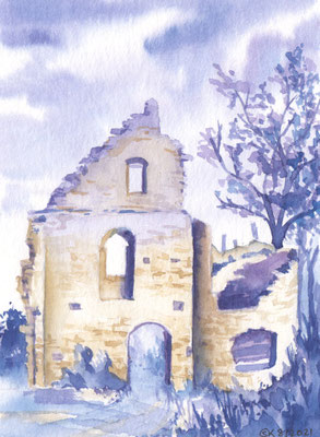 Ruine in Lila