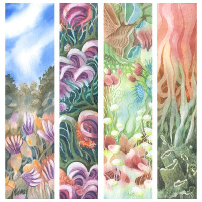 Aquarell-Lesezeichen in Spontane-Malerei-Technik