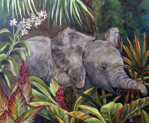 Elefant im Dschungel (Leinwand, 50x60cm)