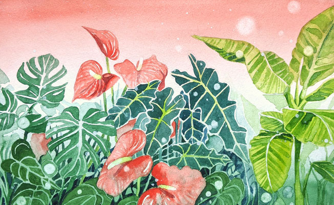 Tropenpflanzen (Aquarellpapier, 21x13cm)
