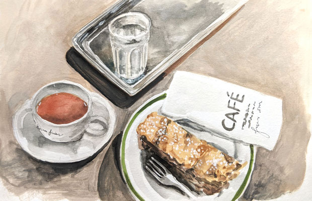 Apfelstrudel in Wien (Aquarellskizzenbuch)