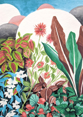 Auf der Gartenschau (Aquarellpapier, 12x17cm)
