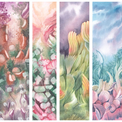 Aquarell-Lesezeichen in Spontane-Malerei-Technik