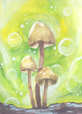 Pilz mit Seifenblasen