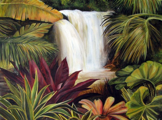 Wasserfall im Dschungel (Leinwand, 60x80)