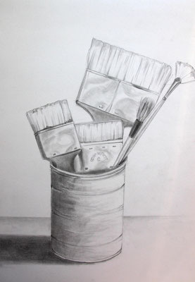 Pinsel in Büchse (Zeichenpapier, 30x40cm)