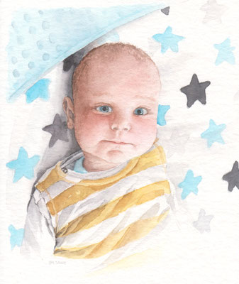 Babyportrait (Aquarellpapier, 12x16 cm)