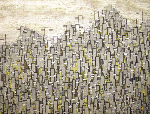 Connect_112.0×145.5cm_段ボール　麻紙　アルミ箔　岩絵具_2009