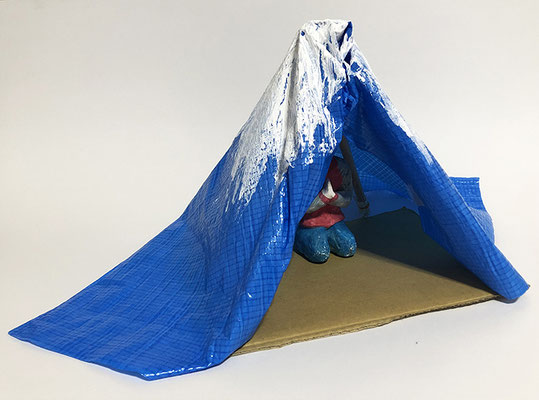 Blue mountain(Blue house)_30.0×30.0×25.0cm_ミクストメディア_2018