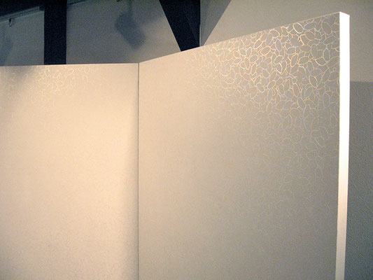 Rainbow rice_183.0×368.0cm_麻紙、パール顔料_2013_detail
