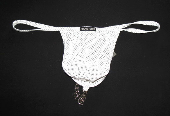 Manstore String mit Kette , Größe Large Weiß Neu New