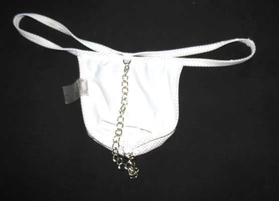 Manstore String mit Kette , Größe Large Weiß Neu New